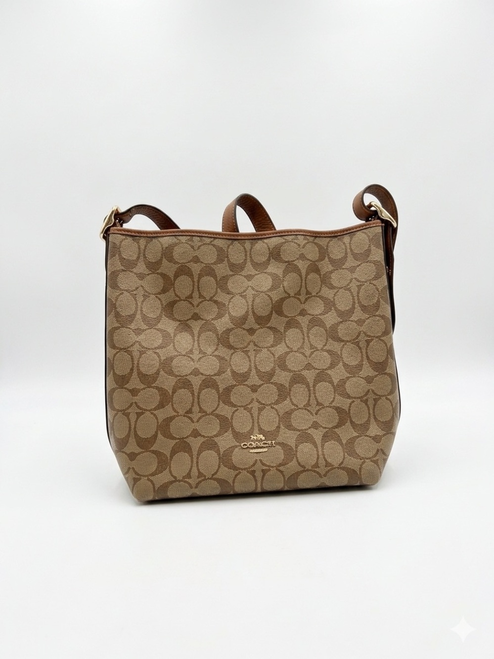 Coach Khaki/Tan Signature Canvas Shoulder Bag